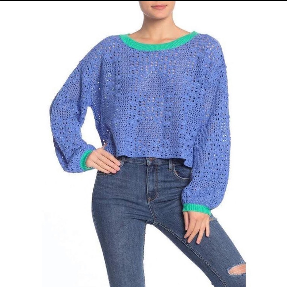 Free People Home Run Crop Sweater